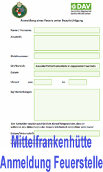 Anmeldung offenes Feuer – Mittelfrankenhütte