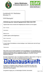 Auskunft über gespeicherte Daten
