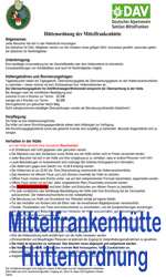 Hüttenordnung Mittelfrankenhütte